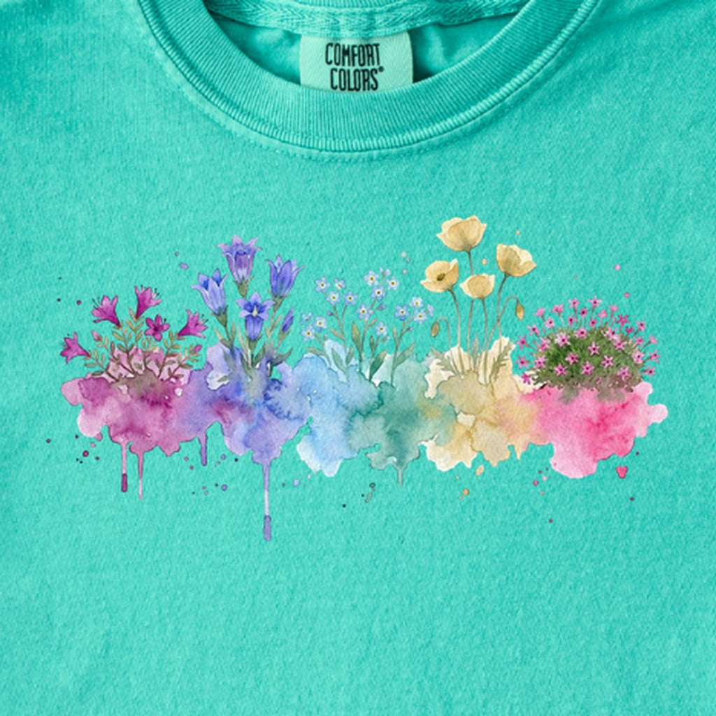 Watercolor Denali Wildflowers Kids Cotton T-Shirt