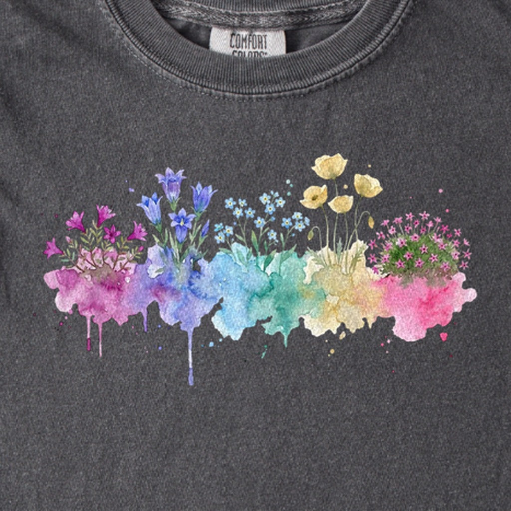 Watercolor Denali Wildflowers Kids Cotton T-Shirt