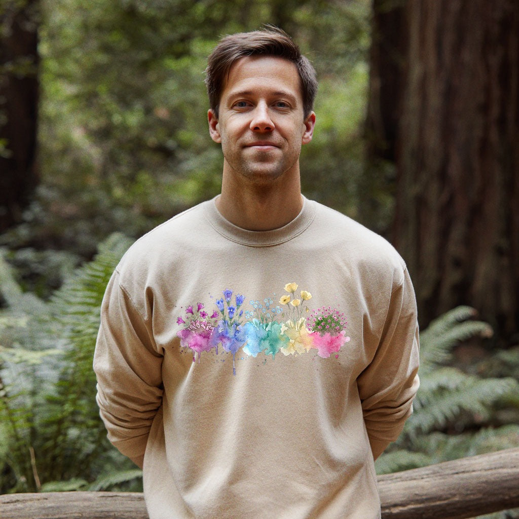 Watercolor Denali Wildflowers Crewneck Sweatshirt
