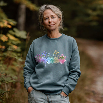 Watercolor Denali Wildflowers Crewneck Sweatshirt