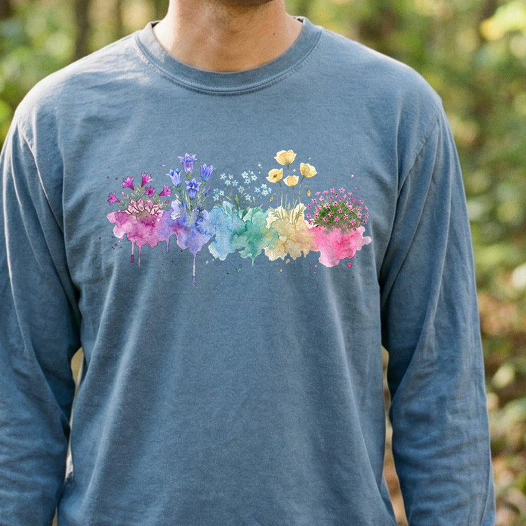 Watercolor Denali Wildflowers Premium Long Sleeve