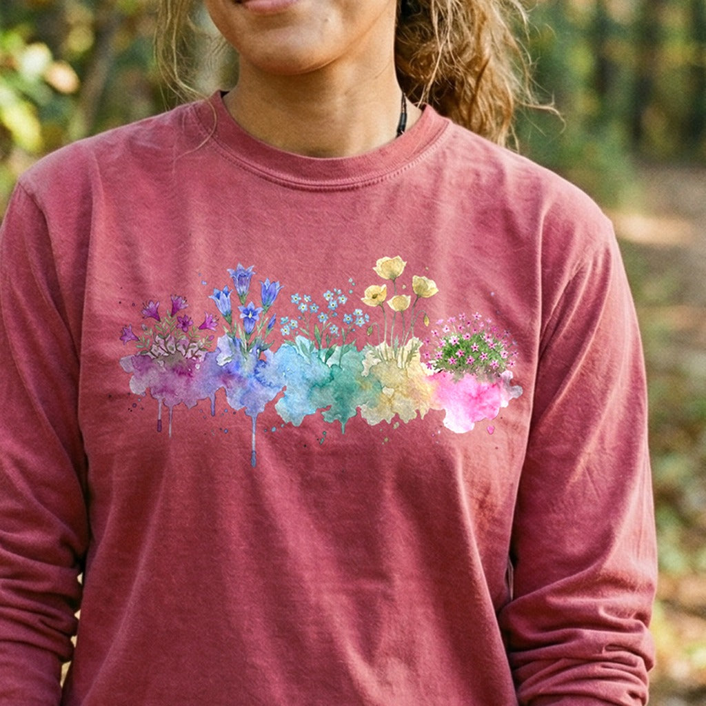 Watercolor Denali Wildflowers Premium Long Sleeve