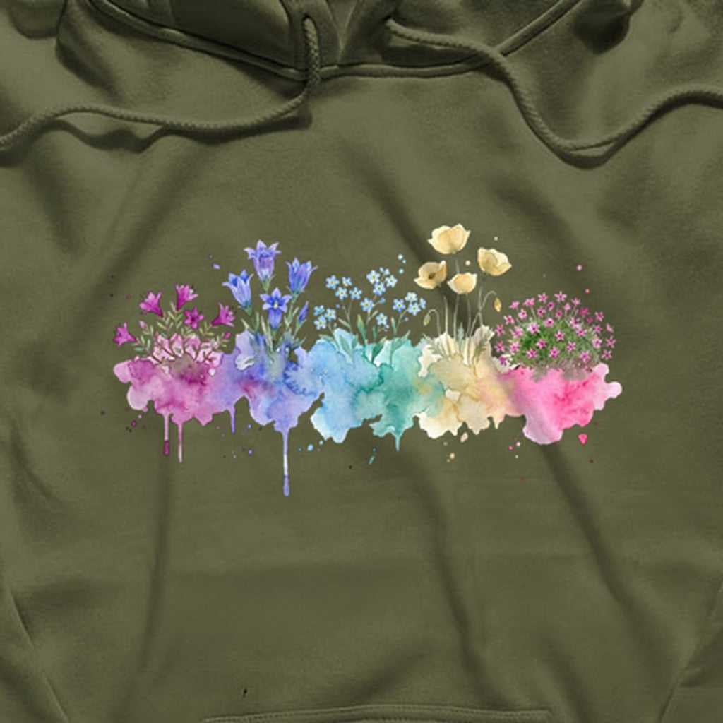 Watercolor Denali Wildflowers Hoodie
