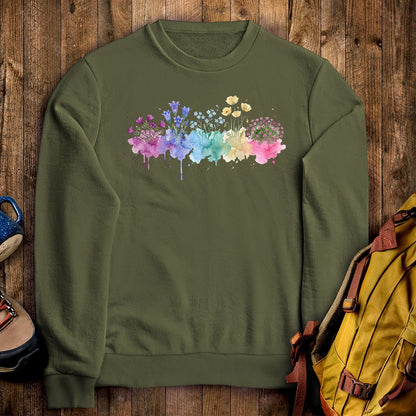 Watercolor Denali Wildflowers Crewneck Sweatshirt