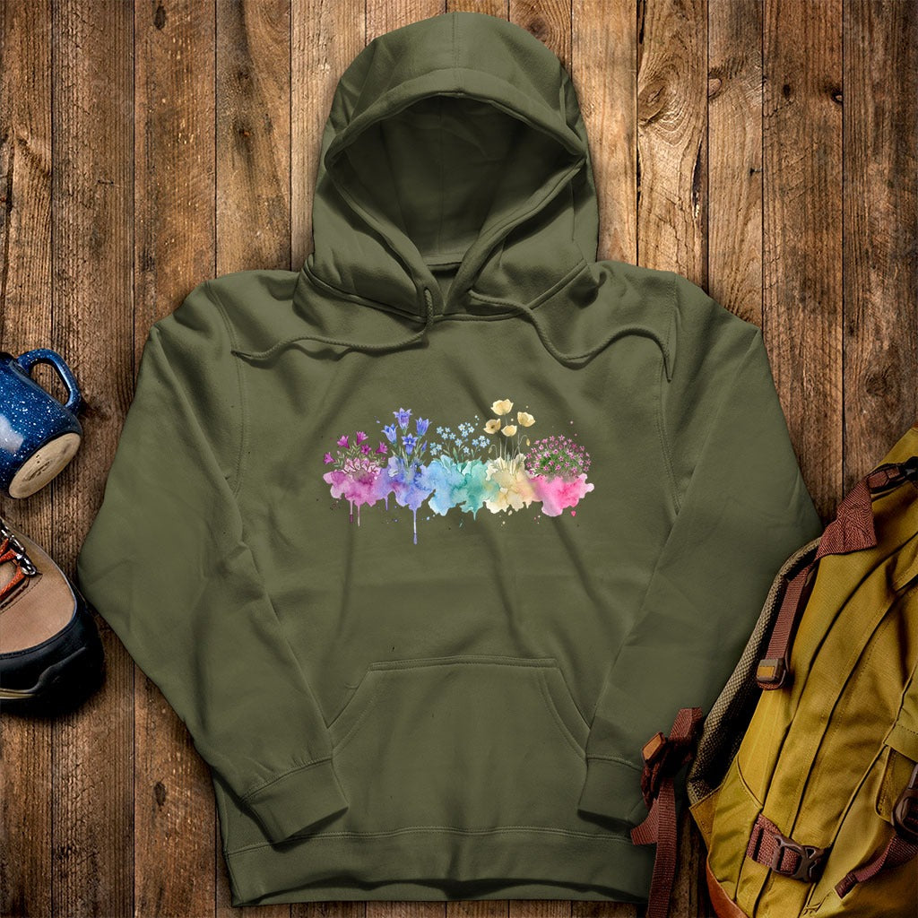 Watercolor Denali Wildflowers Hoodie