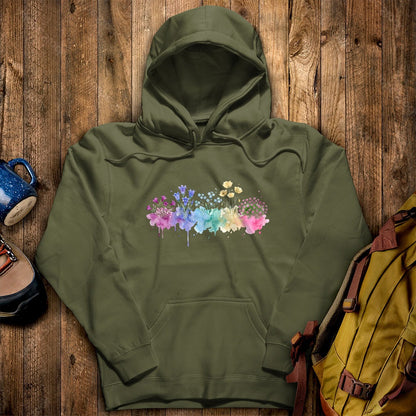 Watercolor Denali Wildflowers Hoodie