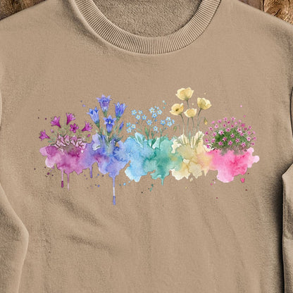 Watercolor Denali Wildflowers Crewneck Sweatshirt