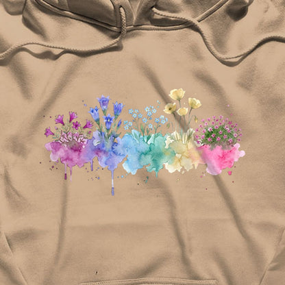 Watercolor Denali Wildflowers Hoodie