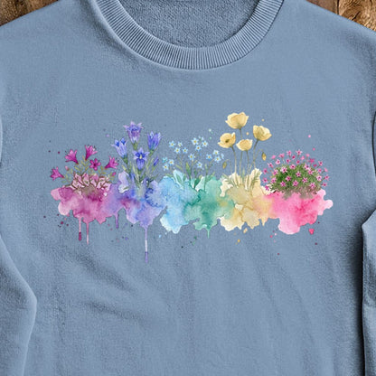 Watercolor Denali Wildflowers Crewneck Sweatshirt