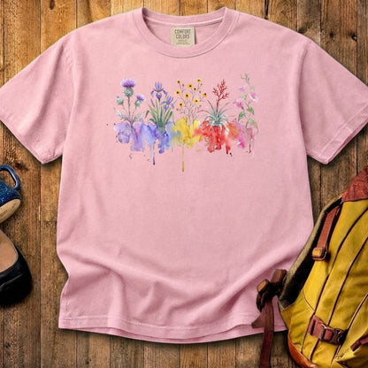 Watercolor Everglades Wildflowers Cotton T-Shirt