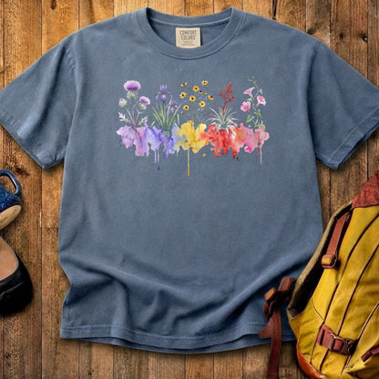 Watercolor Everglades Wildflowers Cotton T-Shirt