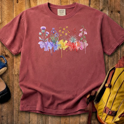 Watercolor Everglades Wildflowers Cotton T-Shirt