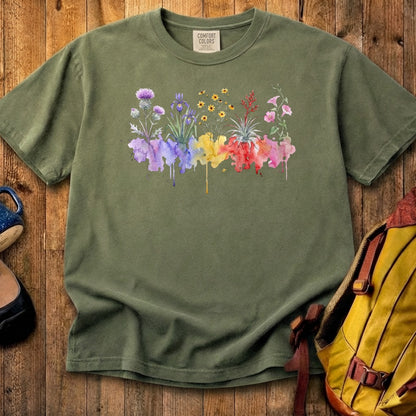 Watercolor Everglades Wildflowers Cotton T-Shirt