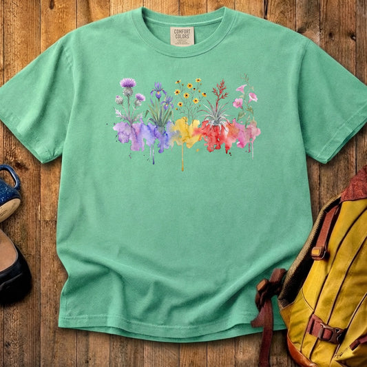 Watercolor Everglades Wildflowers Cotton T-Shirt