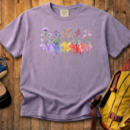 Watercolor Everglades Wildflowers Cotton T-Shirt