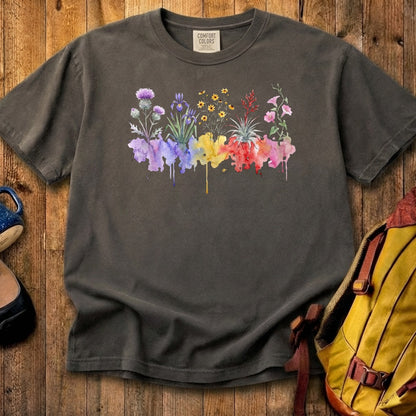 Watercolor Everglades Wildflowers Cotton T-Shirt