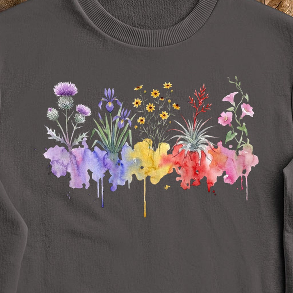 Watercolor Everglades Wildflowers Crewneck Sweatshirt