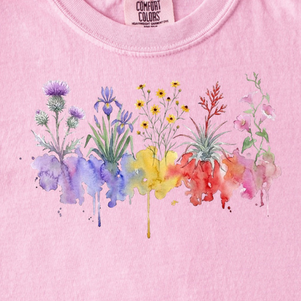 Watercolor Everglades Wildflowers Kids Cotton T-Shirt