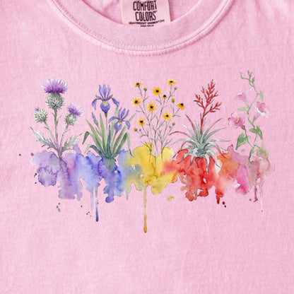 Watercolor Everglades Wildflowers Kids Cotton T-Shirt