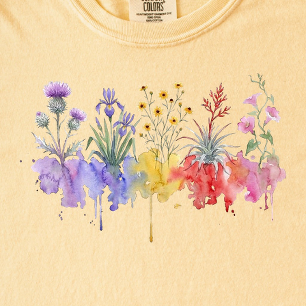 Watercolor Everglades Wildflowers Kids Cotton T-Shirt