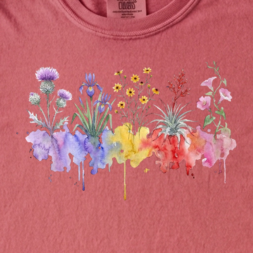 Watercolor Everglades Wildflowers Kids Cotton T-Shirt