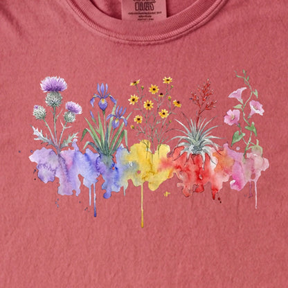 Watercolor Everglades Wildflowers Kids Cotton T-Shirt