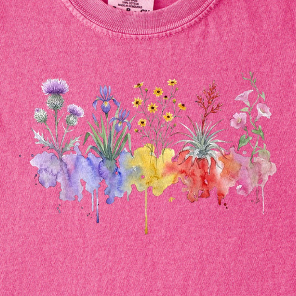 Watercolor Everglades Wildflowers Kids Cotton T-Shirt