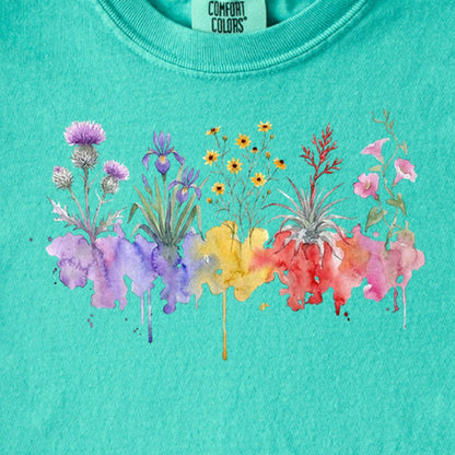 Watercolor Everglades Wildflowers Kids Cotton T-Shirt