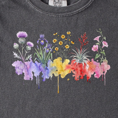 Watercolor Everglades Wildflowers Kids Cotton T-Shirt