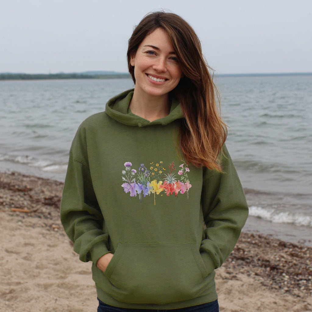 Watercolor Everglades Wildflowers Hoodie