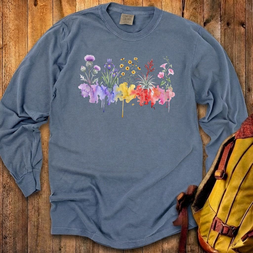 Watercolor Everglades Wildflowers Premium Long Sleeve
