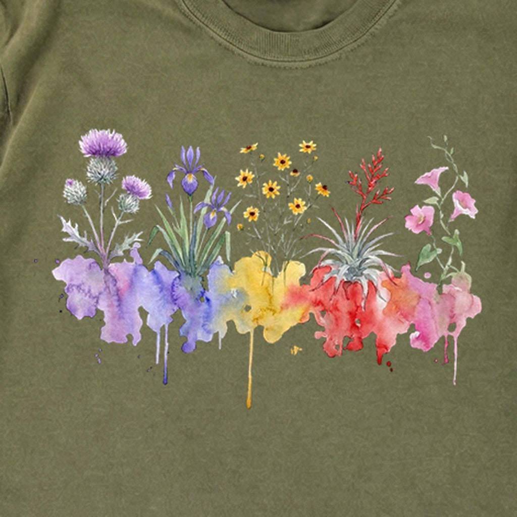Watercolor Everglades Wildflowers Premium Long Sleeve