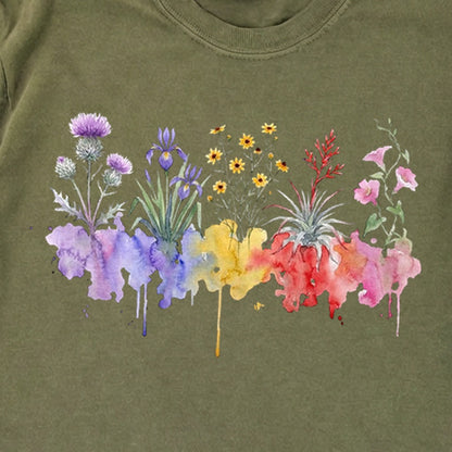 Watercolor Everglades Wildflowers Premium Long Sleeve