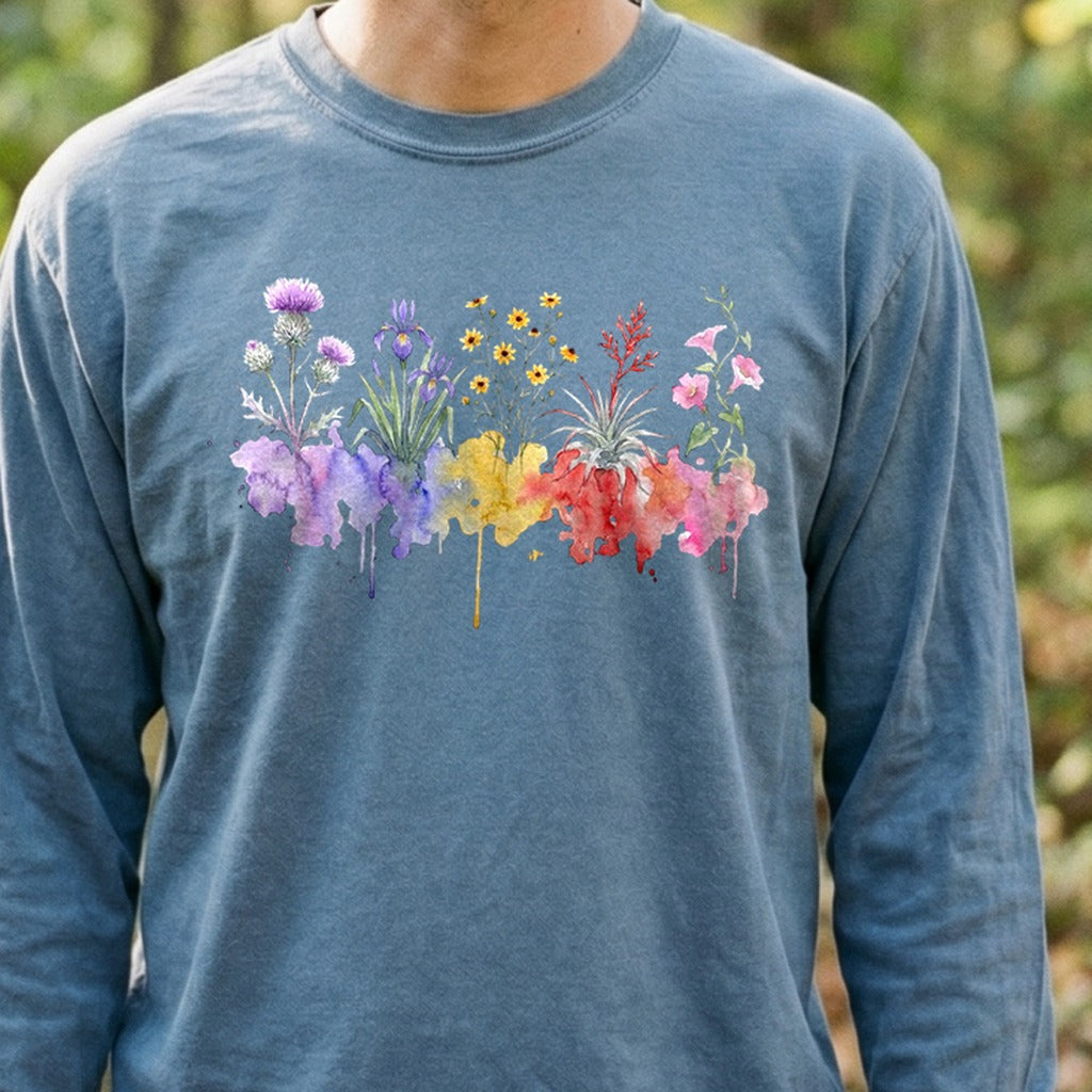 Watercolor Everglades Wildflowers Premium Long Sleeve