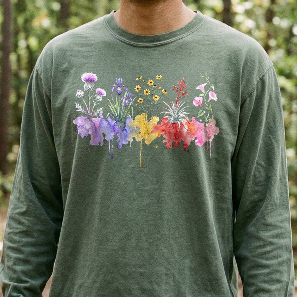 Watercolor Everglades Wildflowers Premium Long Sleeve