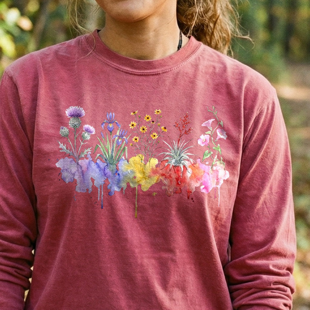 Watercolor Everglades Wildflowers Premium Long Sleeve