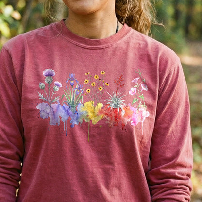 Watercolor Everglades Wildflowers Premium Long Sleeve