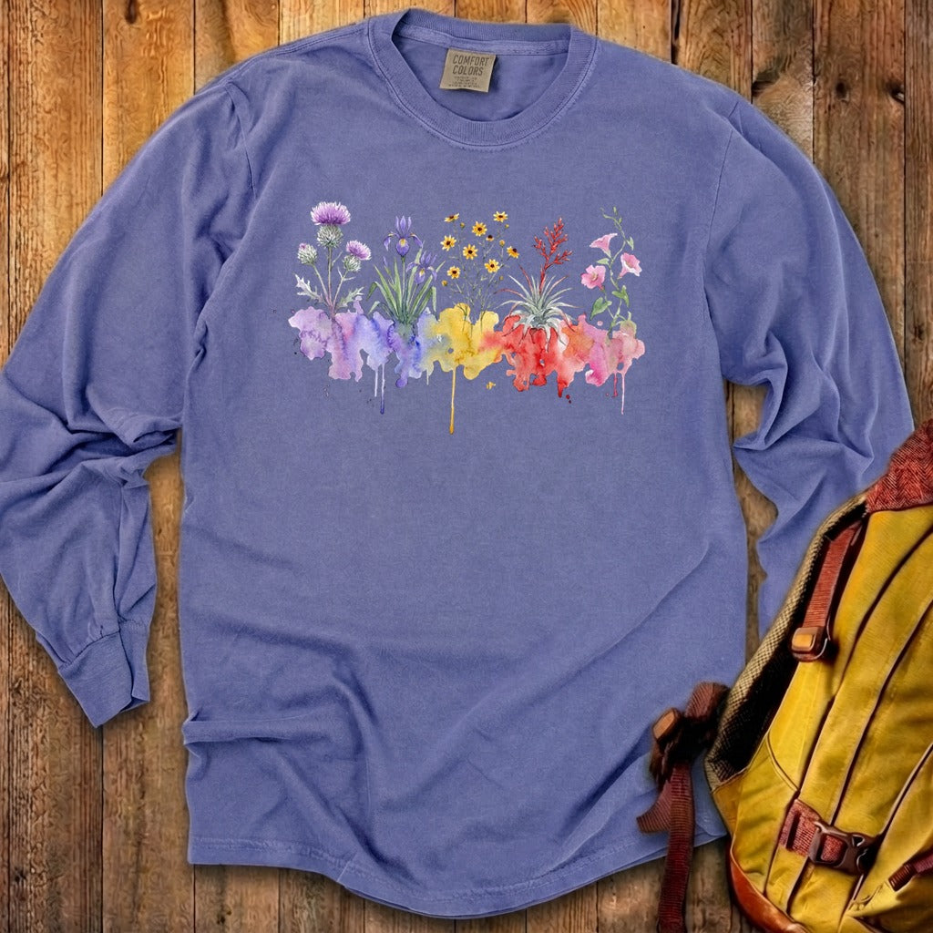 Watercolor Everglades Wildflowers Premium Long Sleeve