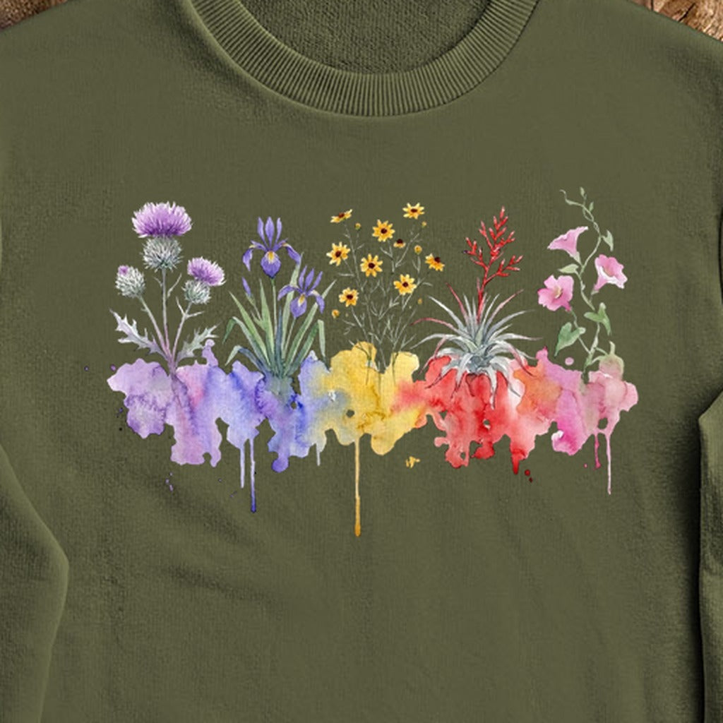 Watercolor Everglades Wildflowers Crewneck Sweatshirt
