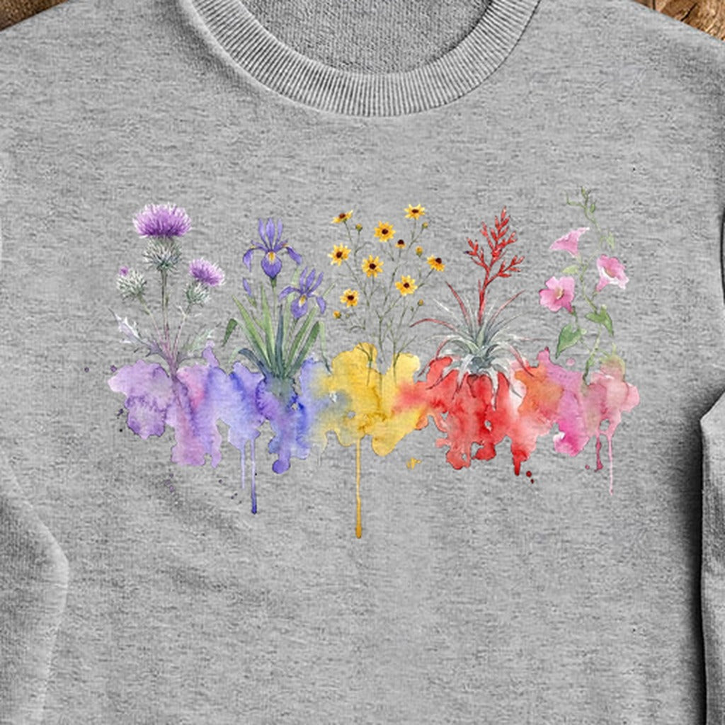 Watercolor Everglades Wildflowers Crewneck Sweatshirt