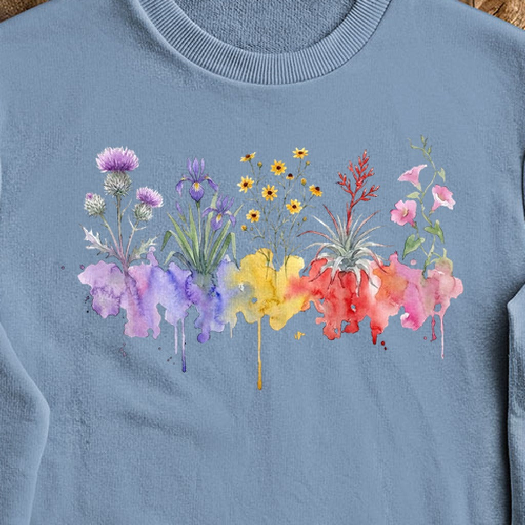 Watercolor Everglades Wildflowers Crewneck Sweatshirt