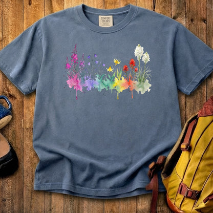 Watercolor Glacier Wildflowers Cotton T-Shirt