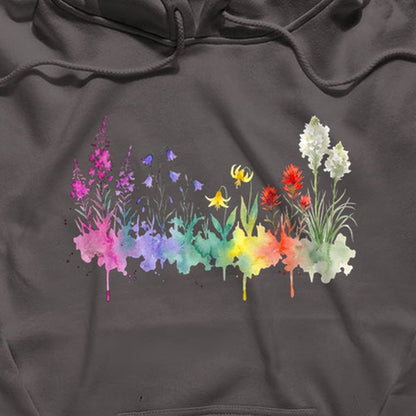 Watercolor Glacier Wildflowers Hoodie
