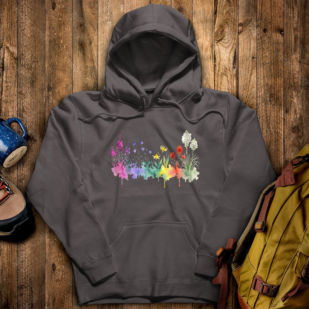 Watercolor Glacier Wildflowers Hoodie