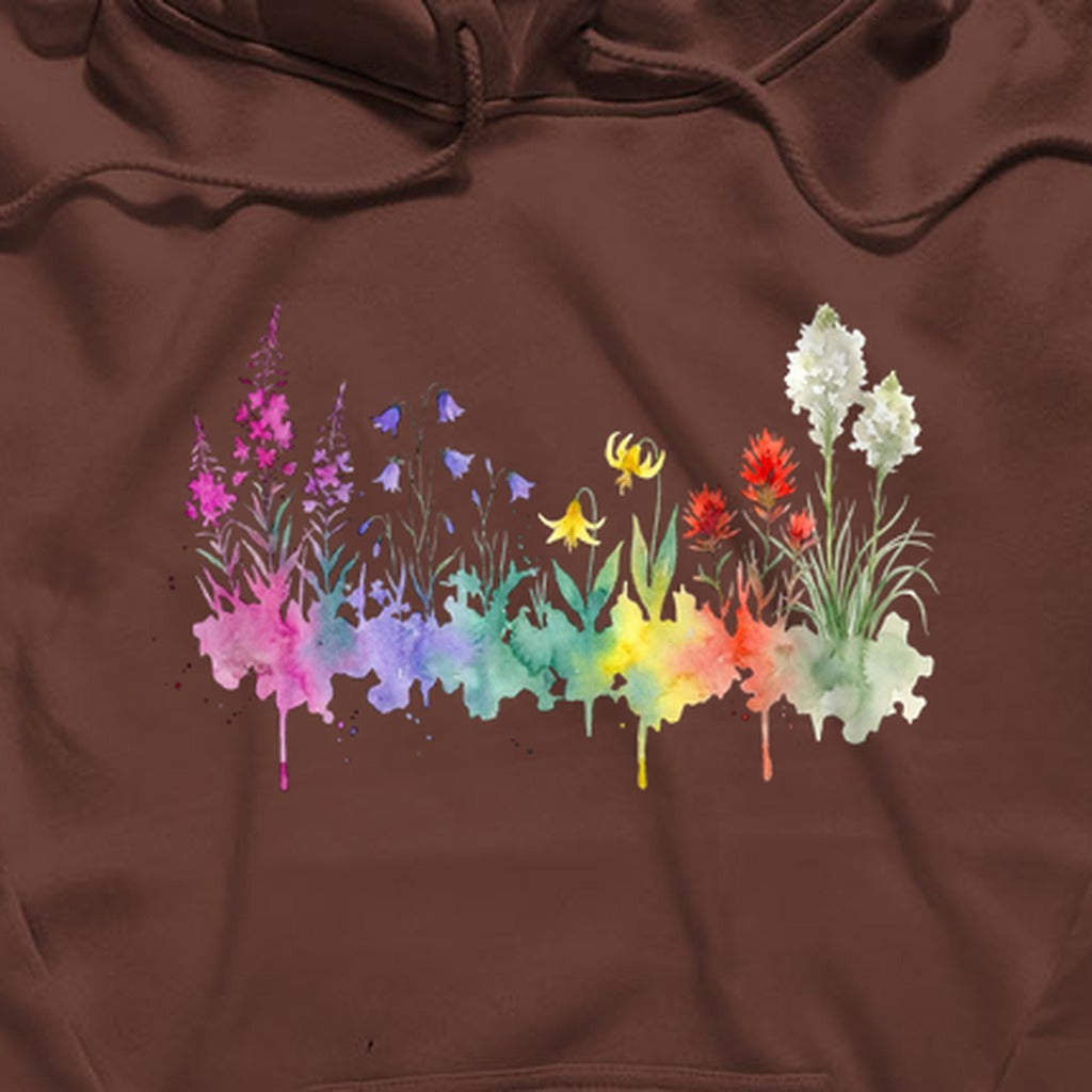 Watercolor Glacier Wildflowers Hoodie