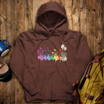 Watercolor Glacier Wildflowers Hoodie