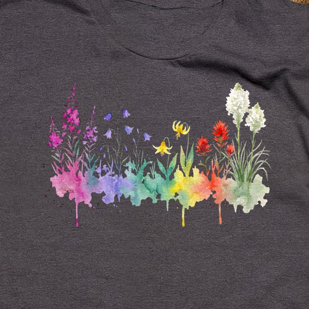 Watercolor Glacier Wildflowers T-Shirt