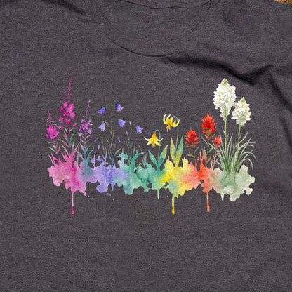 Watercolor Glacier Wildflowers T-Shirt