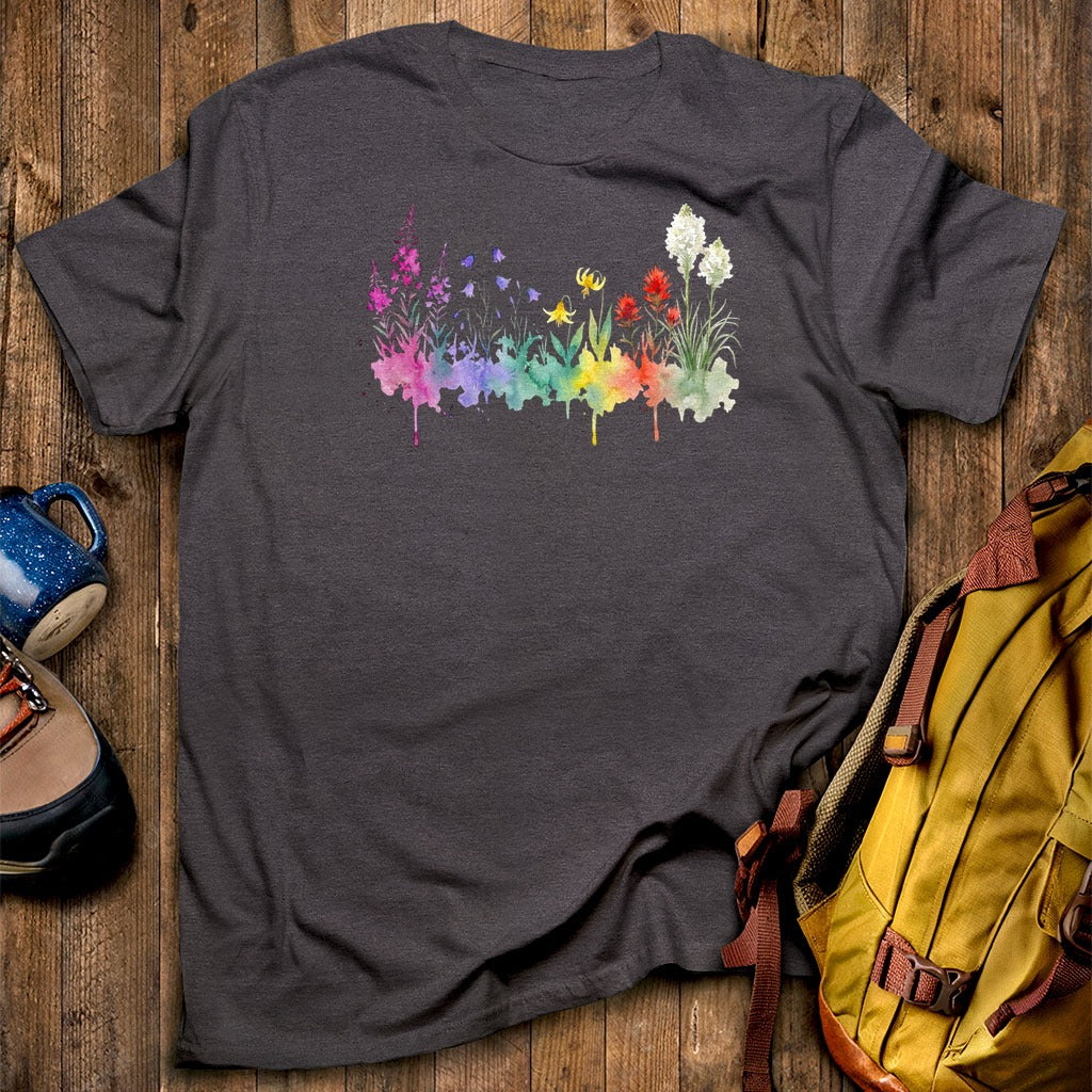 Watercolor Glacier Wildflowers T-Shirt