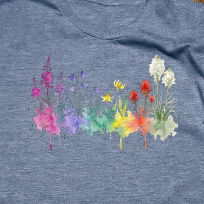 Watercolor Glacier Wildflowers T-Shirt